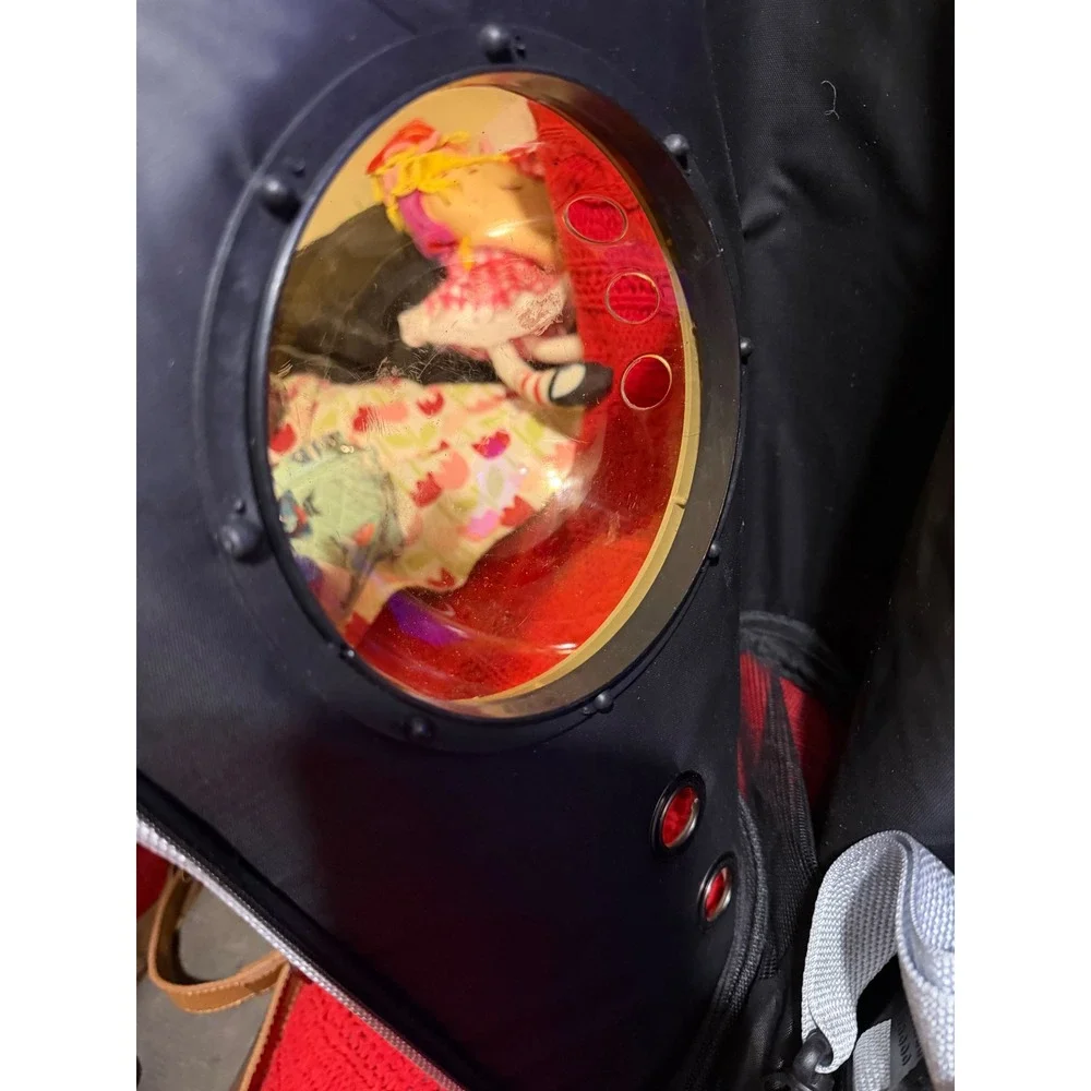 Moeno Cat Carrier Space Capsule Bubble Window Backpack Black Yellow Pet Travel